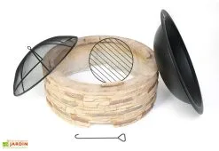 Westmann Braséro En Aluminium Imitation Pierre Ø 90 Cm -magasin de mobilier d'extérieur accessoires brasero acier aluminium imitation pierre