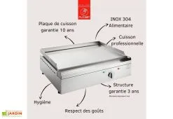 Pla.Net Plancha électrique En Inox 2080 W Avec Couvercle Amovible - 54 X 50 X 20 Cm -magasin de mobilier d'extérieur avantages plancha inox copie 1