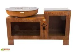 Remundi Braséro Barbecue En Acier Et Inox + Table Ø82 Cm H90 Cm – Vulcano M