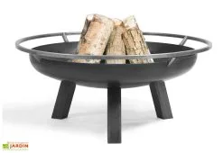 CooKking Braséro En Acier Porto + Grille De Cuisson (plusieurs Dimensions) -magasin de mobilier d'extérieur brasero acier noir brut porto grille cuisson 3 1