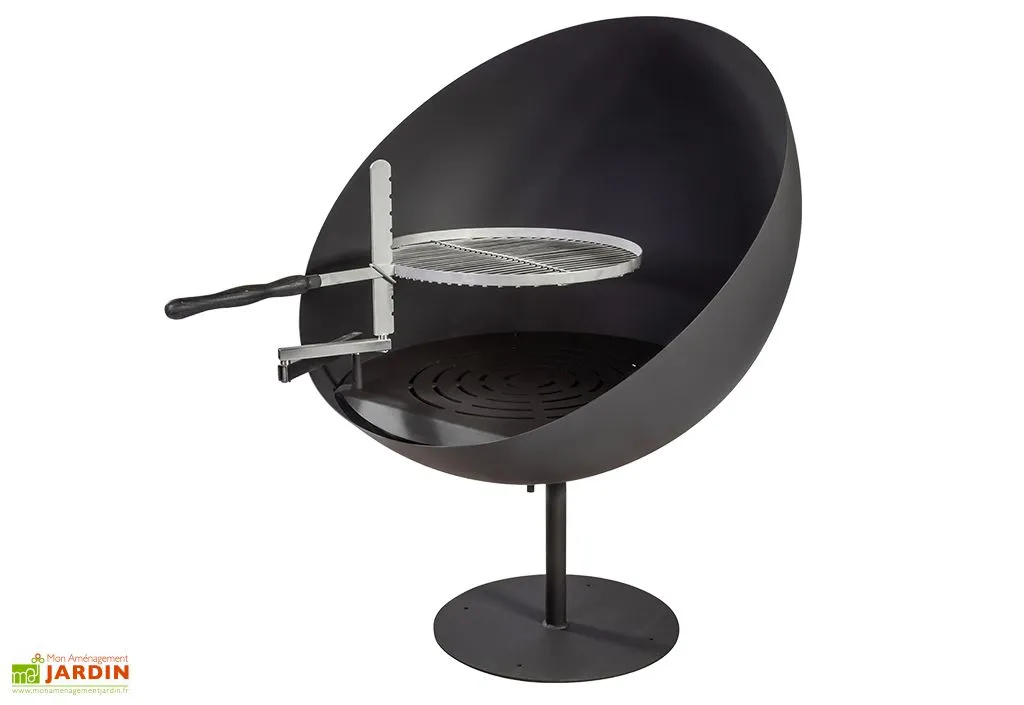 Feu Du Jardin Braséro Barbecue En Acier Lune 100 Cm + Grille De Cuisson 1 Feu Du Jardin Braséro Barbecue En Acier Lune 100 Cm + Grille De Cuisson