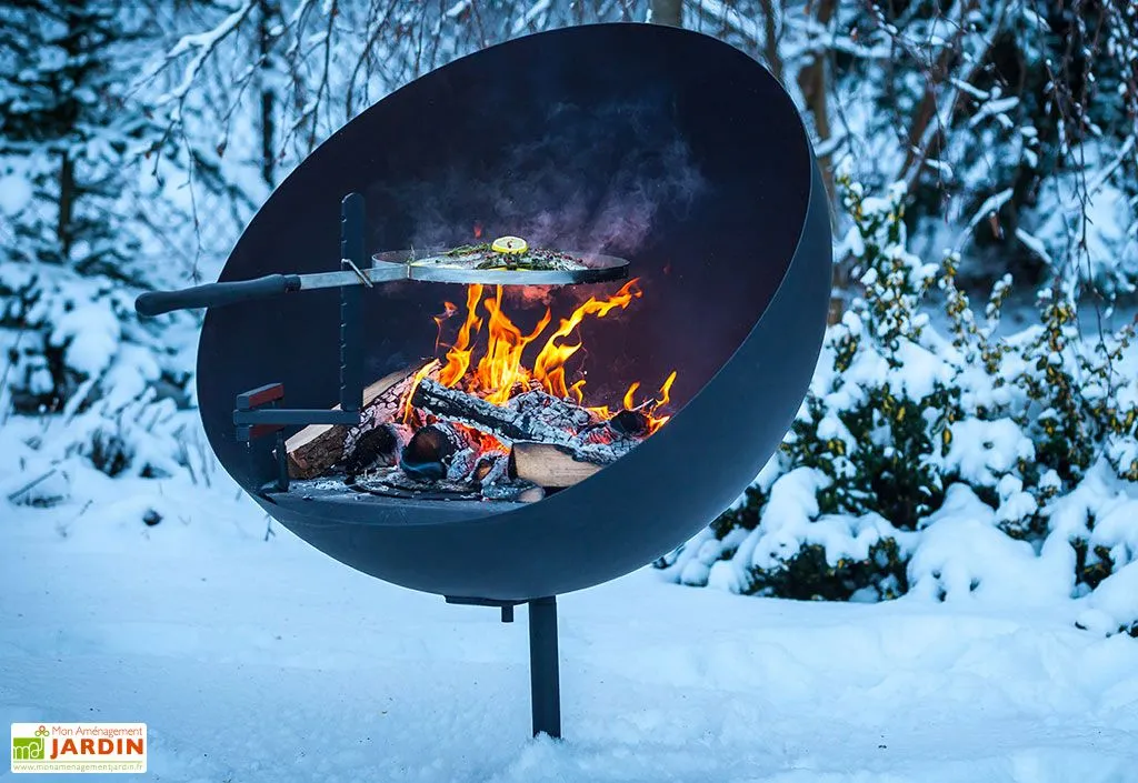 Feu Du Jardin Braséro Barbecue En Acier Lune 100 Cm + Grille De Cuisson 4 Feu Du Jardin Braséro Barbecue En Acier Lune 100 Cm + Grille De Cuisson – Image 4