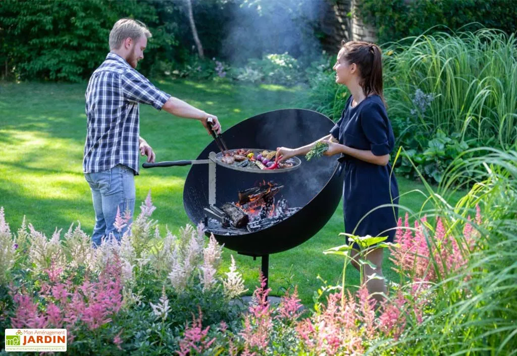 Feu Du Jardin Braséro Barbecue En Acier Lune 100 Cm + Grille De Cuisson 6 Feu Du Jardin Braséro Barbecue En Acier Lune 100 Cm + Grille De Cuisson – Image 6