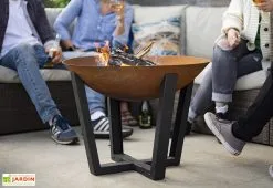 La Hacienda Braséro De Jardin En Fonte Oxydée Et Acier Noir Icarus 66 Cm -magasin de mobilier d'extérieur brasero fonte acier oxyde 66cm icarus la hacienda 1