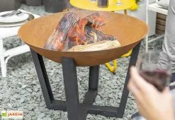 La Hacienda Braséro De Jardin En Fonte Oxydée Et Acier Noir Icarus 66 Cm -magasin de mobilier d'extérieur brasero fonte acier oxyde 66cm icarus la hacienda