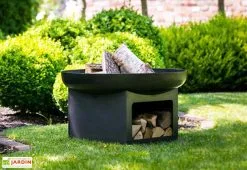 Farmcook Braséro De Jardin En Acier Brut Pan 12 - ⌀ 60 Cm 5 Farmcook Braséro De Jardin En Acier Brut Pan 12 - ⌀ 60 Cm -magasin de mobilier d'extérieur brasero jardin compartiment bois