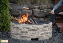 Westmann Braséro En Aluminium Imitation Pierre Ø 90 Cm -magasin de mobilier d'extérieur brasero jardin imitation pierre