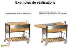 Indu+ Chariot Pour Cuisine Extérieure Aluminium Et Teck TomBoy Duo -magasin de mobilier d'extérieur chariot teck acier inox cuisine exterieure indu plus tomboy duo 4