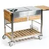 Indu+ Chariot Pour Cuisine Extérieure Acier Et Teck TomBoy Duo Unico