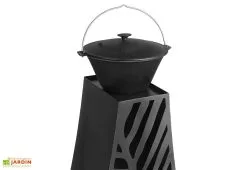 CooKking Cheminée Barbecue D'Extérieur Lima - 50 X 35 X 110 Cm -magasin de mobilier d'extérieur cheminee four a pizza poele lima en acier motif feuille fabrication manuelle hauteur 108cm 4