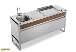 Pla.Net Table De Cuisson Avec Plancha électrique En Inox Et évier Oasi 183C