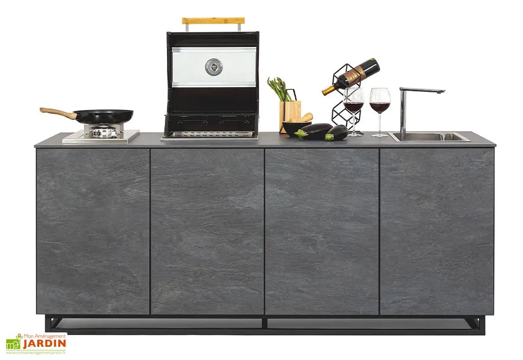 Cana Concept Cuisine Extérieure Professionnelle à 4 Modules GREY CANA Style + Housse 1 Cana Concept Cuisine Extérieure Professionnelle à 4 Modules GREY CANA Style + Housse
