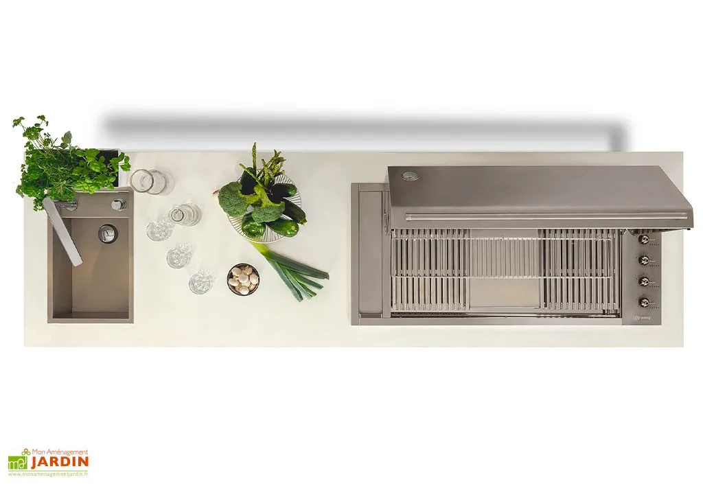 Cuisine Extérieure Professionnelle à 5 Modules Silver White CANA Concept + Housse 2 Cuisine Extérieure Professionnelle à 5 Modules Silver White CANA Concept + Housse – Image 2