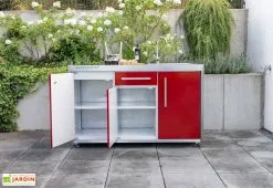 Stengel Cuisine Extérieure Avec évier, Réfrigérateur, Plaque à Induction – MO 150 S 8 Stengel Cuisine Extérieure Avec évier, Réfrigérateur, Plaque à Induction – MO 150 S -magasin de mobilier d'extérieur cuisine exterieure rouge ouverte 2 portes
