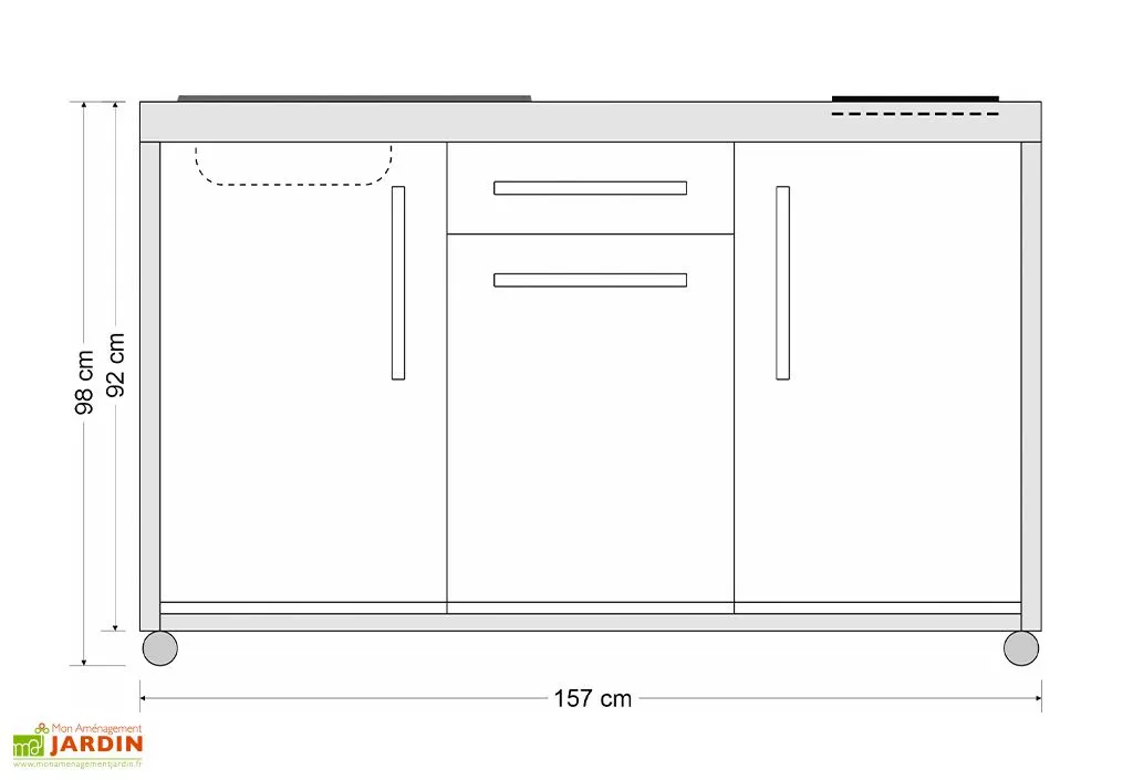 Stengel Cuisine Extérieure Avec évier, Réfrigérateur, Plaque à Induction – MO 150 S 2 Stengel Cuisine Extérieure Avec évier, Réfrigérateur, Plaque à Induction – MO 150 S – Image 2