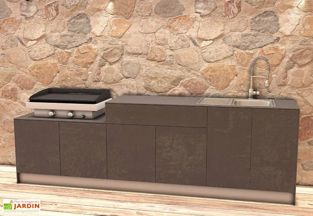 Cuisine D'Été Cuisine Extérieure En Bois Et Aluminium 282 X 61 Cm Urban 1 Cuisine D'Été Cuisine Extérieure En Bois Et Aluminium 282 X 61 Cm Urban