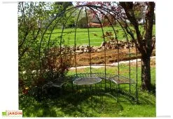 Godart Ferronnerie Demi-gloriette Avec Banc Et Table En Fer Forgé