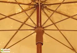 EZPELETA Parasol Droit En Acier Imitation Bois Manila ⌀ 200 Cm -magasin de mobilier d'extérieur details baleines parasol imitation bois manila