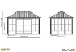 Sojag Pergola Fermée En Aluminium 4 X 3 M Avec Toiture Acier - Bolata -magasin de mobilier d'extérieur dimensions pavillon ferme bolata sojag