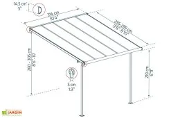 Canopia Pergola Adossée En Aluminium Et Polycarbonate 295 Cm – Sierra 11 Canopia Pergola Adossée En Aluminium Et Polycarbonate 295 Cm – Sierra -magasin de mobilier d'extérieur dimensions pergola sierra 3x3 canopia palram