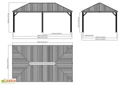 Sojag Tonnelle En Aluminium Autoportée 6 X 3,5 M Avec Toiture Acier - Marsala -magasin de mobilier d'extérieur dimesions tonnelle aluminium sojag sj09700 6x4m