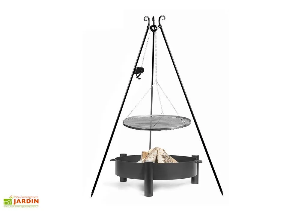 CooKking Ensemble Braséro Haiti Avec Trépied, Poulie Et Grille De Cuisson 1 CooKking Ensemble Braséro Haiti Avec Trépied, Poulie Et Grille De Cuisson