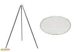 Farmcook Ensemble Trépied + Grille De Cuisson En Inox Pour Braséro Nobel