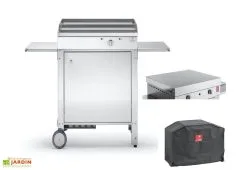 Pla.Net Plancha électrique En Inox Avec Couvercle Amovible + Chariot Fermé Et Housse De Protection