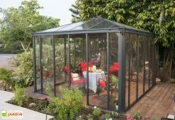 Canopia Jardin D’Hiver En Aluminium Et Polycarbonate 13 M² – LEDRO 3600 -magasin de mobilier d'extérieur jardin hiver gris anthracite gazebo carre 360cm ledro3600 1
