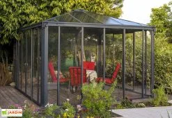 Canopia Jardin D’Hiver En Aluminium Et Polycarbonate 13 M² – LEDRO 3600 -magasin de mobilier d'extérieur jardin hiver gris anthracite gazebo carre 360cm ledro3600