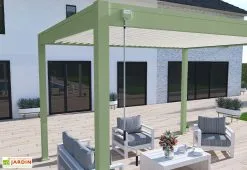 Ombréa Pergola Bioclimatique Ombréa En Aluminium 3 X 4 M Autoportée - Vert Jade -magasin de mobilier d'extérieur manivelle pergola bioclimatique verte 3x4 ombrea 15 728424