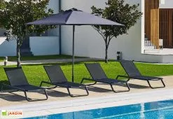 EZPELETA Parasol En Aluminium Laqué Et Toile En Oléfine 250 X 250 Cm - Eolo -magasin de mobilier d'extérieur parasol aluminium laque eolo piscine gris anth