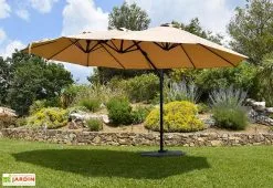 Givex Parasol Déporté 3 Têtes 4,6 M En Aluminium Et Toile Taupe - Deporwide