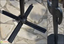 Givex Parasol Déporté 3 Têtes 4,6 M En Aluminium Et Toile Taupe - Deporwide -magasin de mobilier d'extérieur parasol deporte aluminium grande toile taupe 460cm 5 1