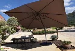 Givex Parasol Déporté 4 X 3 M Aluminium Toile Taupe + Housse – Lesun -magasin de mobilier d'extérieur parasol deporte aluminium toile taupe 3x4m lesun 3