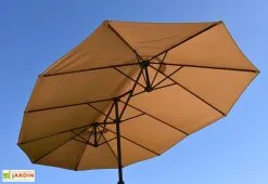 Givex Parasol Rectangulaire 3 Têtes 4,6 M En Aluminium Et Toile Taupe - Wide -magasin de mobilier d'extérieur parasol droit 3 tetes aluminium toile polyester taupe 465cm 2