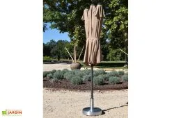 Givex Parasol Rectangulaire 3 Têtes 4,6 M En Aluminium Et Toile Taupe - Wide -magasin de mobilier d'extérieur parasol droit 3 tetes aluminium toile polyester taupe 465cm