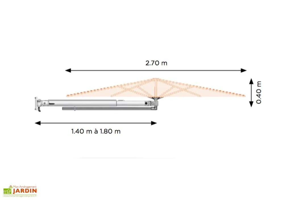 Prostor Parasol Mural à Bras Télescopique Ø 2,70 M – Qualité Professionnelle 5 Prostor Parasol Mural à Bras Télescopique Ø 2,70 M – Qualité Professionnelle – Image 5