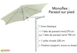 Umbrosa Bras Classique En Aluminium Pour Parasol Paraflex - 1,85 M -magasin de mobilier d'extérieur parasol pied bras classique umbrosa
