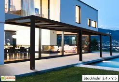 Canopia Pergola Adossée Aluminium Gris Et Polycarbonate - Stockholm 3,4 M + Stores 9 Canopia Pergola Adossée Aluminium Gris Et Polycarbonate - Stockholm 3,4 M + Stores -magasin de mobilier d'extérieur pergola alu polycarbonate stockholm palram 32m2 1