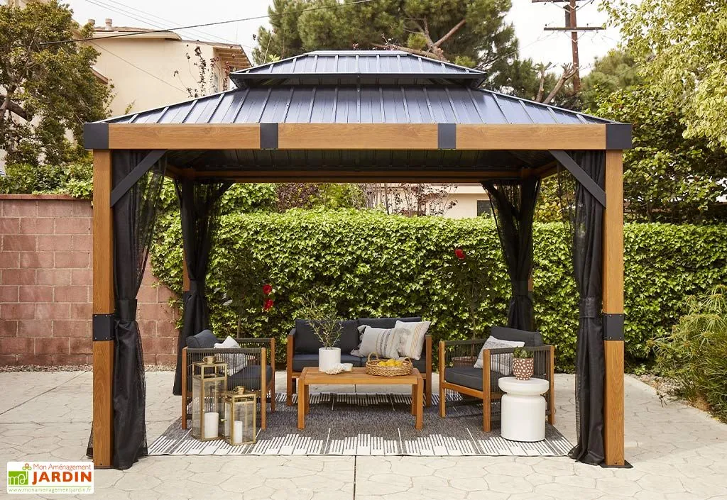 Sojag Pergola Autoportée En Aluminium Effet Bois 10 M² – Fontana 2 Sojag Pergola Autoportée En Aluminium Effet Bois 10 M² – Fontana – Image 2