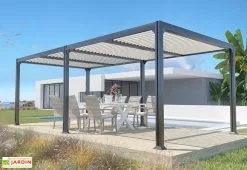 COULEURS DU MONDE Pergola Bioclimatique Autoportée En Aluminium 3 X 6 M - Memphis
