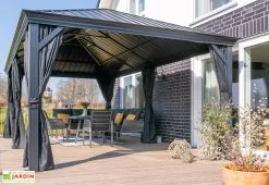 Sojag Tonnelle En Aluminium Autoportée 6 X 3,5 M Avec Toiture Acier - Marsala -magasin de mobilier d'extérieur pergola autoportee aluminium sojag sj09700 6x4m