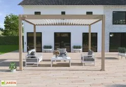 Ombréa Pergola Bioclimatique Ombréa En Aluminium 3 X 4 M Autoportée - Imitation Bois