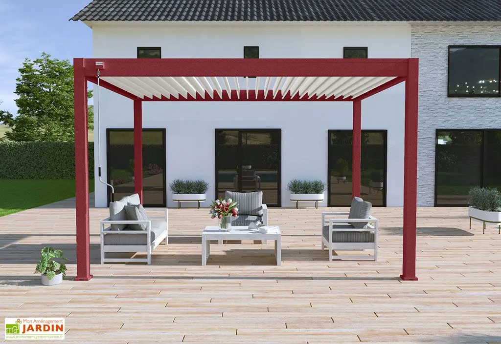 Ombréa Pergola Bioclimatique Ombréa En Aluminium 3 X 4 M Autoportée - Rouge Basque 2 Ombréa Pergola Bioclimatique Ombréa En Aluminium 3 X 4 M Autoportée - Rouge Basque – Image 2