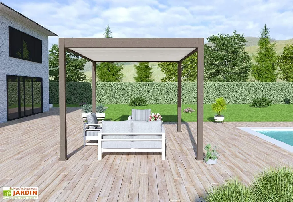 Ombréa Pergola Bioclimatique Ombréa En Aluminium 3 X 4 M Autoportée - Taupe 3 Ombréa Pergola Bioclimatique Ombréa En Aluminium 3 X 4 M Autoportée - Taupe – Image 3