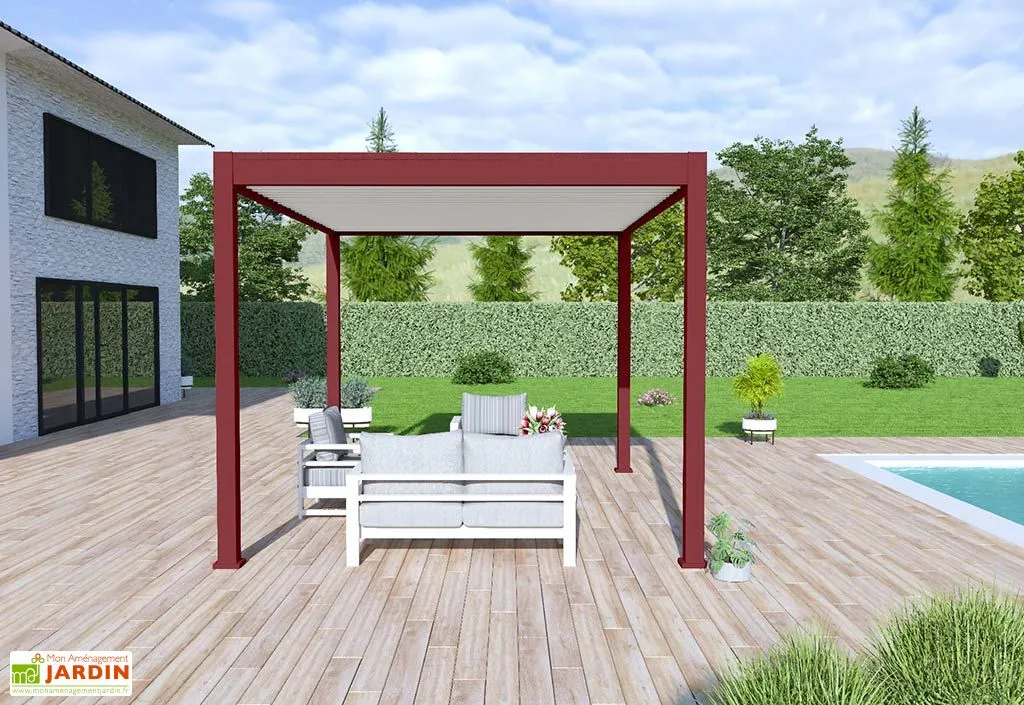 Ombréa Pergola Bioclimatique Ombréa En Aluminium 3 X 4 M Autoportée - Rouge Basque 4 Ombréa Pergola Bioclimatique Ombréa En Aluminium 3 X 4 M Autoportée - Rouge Basque – Image 4