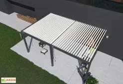 Ombréa Pergola Bioclimatique Ombréa En Aluminium 4 X 6 M Adossée - Anthracite -magasin de mobilier d'extérieur pergola bioclimatique adossee 4x6 aluminium anthracite ombrea 15 729520 toiture blanche