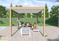 Ombréa Pergola Bioclimatique Ombréa En Aluminium 3 X 4 M Autoportée - Imitation Bois -magasin de mobilier d'extérieur pergola bioclimatique aluminium 3x4 ombrea 15 728257