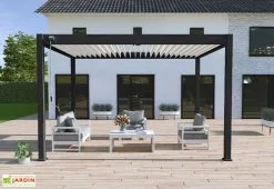 Ombréa Pergola Bioclimatique Ombréa En Aluminium 3 X 4 M Autoportée - Noir Charbon -magasin de mobilier d'extérieur pergola bioclimatique aluminium 3x4 ombrea 15 728288